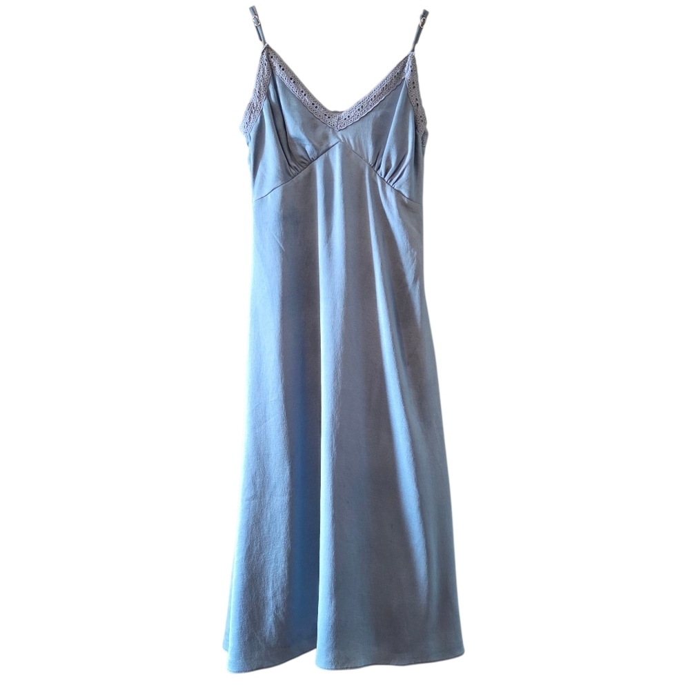 Privacy Please Women's Satin Sage Green Midi Slip Spaghetti Straps Size XS